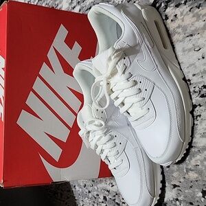 SIZE 12 - Nike Air Max 90 "Triple White" Leather Sneakers